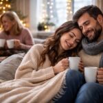 zima relacje międzyludzkie podczas wspólnego wieczoru w domu przy ciepłym świetle i herbacie